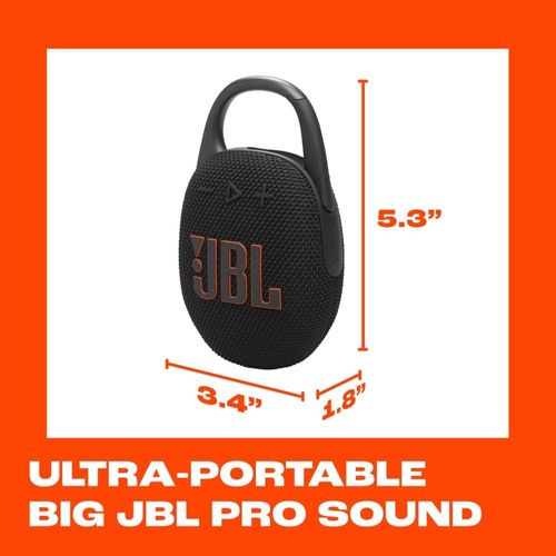 JBL Clip 5 - Ultra-Portable, Waterproof & Dustproof Bluetooth Speaker, Big Pro Sound with Punchy bass, Integrated Carabiner, Up to 12 Hours of Play, Made in Part with Recycled Materials