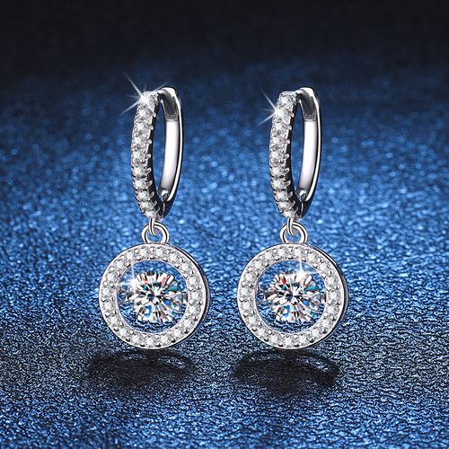 Moissanite Dangle Earrings for Women 925 Sterling Silver Earrings White 14K Gold Plated Detachable Hoop Celtic Knot Earring with Cubic Zirconia and Heart Charms Jewerly Gifts for Her