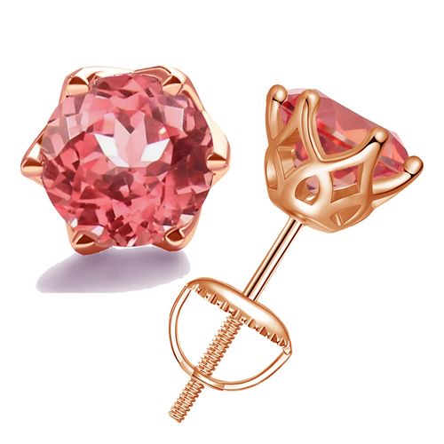 Six-petal rose-shaped 925 sterling silver diamond earrings and sapphire stud earrings