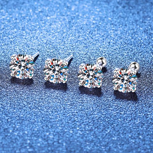 Moissanite Drop Earrings for Women, Solitaire Lab Imitation Diamond Hook Earrings, 18K White Gold Plated D Color Round Cut 925 Sterling Silver Dangle Earrings, GRA Certified