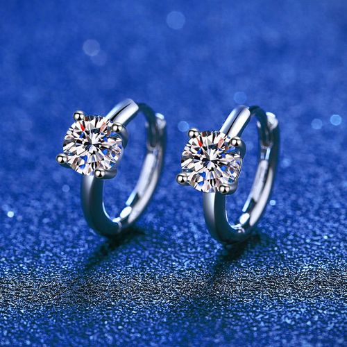 Moissanite Earrings for Women, Sterling Silver Huggie Hoops 18K Gold Plated Hoops Earrings