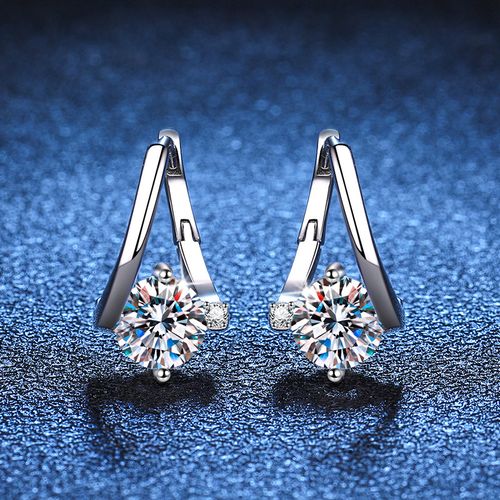 Moissanite Earrings,S925 Sterling Silver Moissanite Hoop 1.0ct-2.0ct D Color Brilliant Earring For Women Drop Dangle Earring