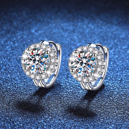 Moissanite Earrings, 925 Sterling Silver Dangle Earrings for Women, 1-3ct D-E Color VVS1 Moissanite Huggie Hoop Earrings for Sensitive Ears Hypoallergenic Christmas Jewelry Gifts