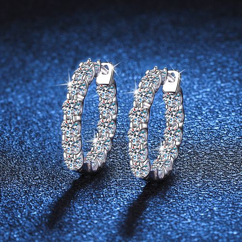 Moissanite Small Hoop Earrings D Color VVS1,18K White Gold Plated Sterling Silver Huggie Earrings,Wedding Earrings for Women Jewelry for Gifts