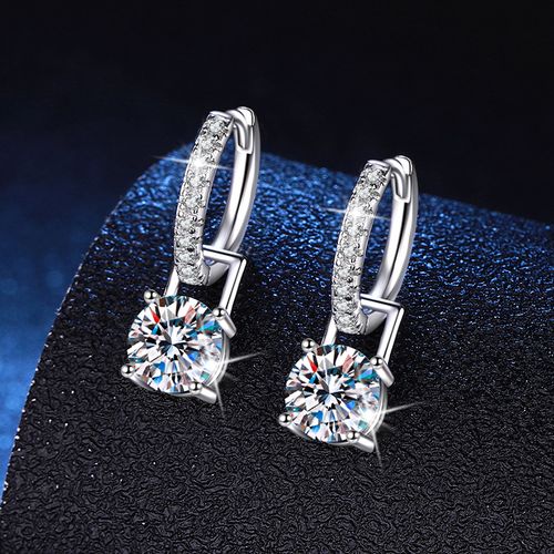 Moissanite Dangle Earrings for Women 925 Sterling Silver Earrings White 14K Gold Plated Detachable Hoop Celtic Knot Earring with Cubic Zirconia and Heart Charms Jewerly Gifts for Her