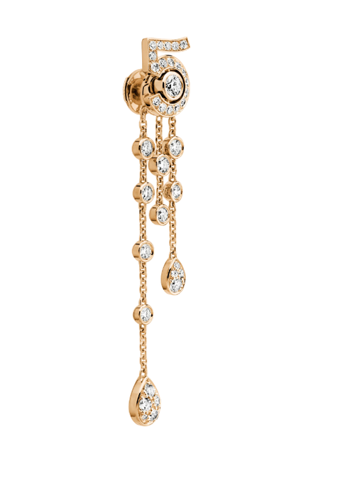 Chanel Gold High Version Eternal N°5, earrings, perfume, digital, exquisite workmanship, womanly charm, flowing tassel, rose
