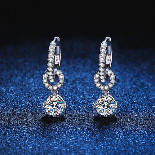 S925 pure silver ear pendant - a pair of double-wearing earrings featuring morganite. Women's Korean version with 50-point  earrings.