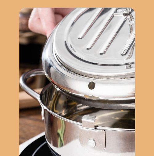 Deep Fryer with Thermometer | 201 Stainless Steel Tempura Pot