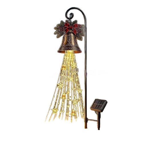 Solar Christmas Bell Waterfall Light, Weatherproof Outdoor Yard Decor