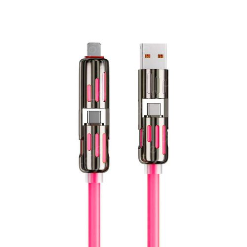 4-in-1 Fast Charging Cable (240W) | Super Fast LED Display USB Cord for Android & iPhone