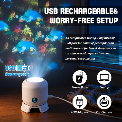 TSINYE Rotating Ocean LED Projector | Adjustable Brightness Touch Lamp | Fun & Romantic Vibe for Your Room