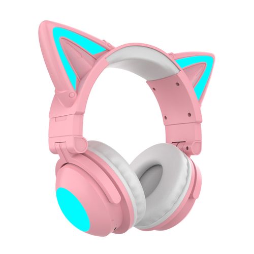 Wired Cat Ear Headphones with Mic | RGB Light Gaming Headset for Mobile & PC