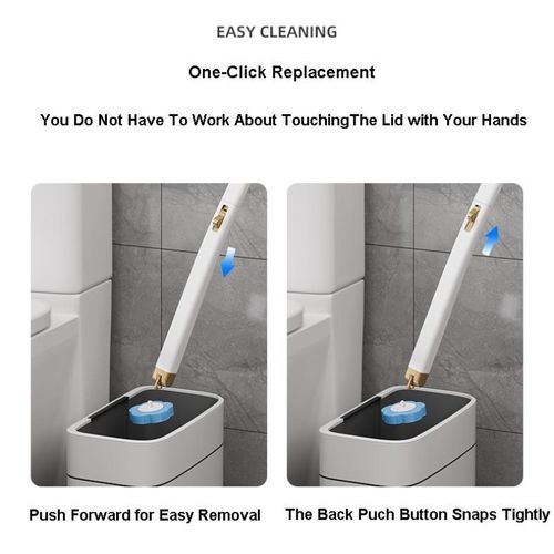 Wall-Mounted Toilet Brush Scrubber with Disposable Heads | 360° No Dead Corners Cleaning & Hygienic PP Replacement Brushes