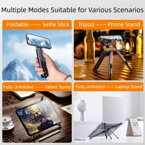 Adjustable Aluminum Phone Holder Stand with 360 Rotation | Portable Travel Tripod for Mobile & Tablet