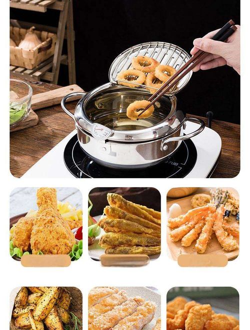 Deep Fryer with Thermometer | 201 Stainless Steel Tempura Pot