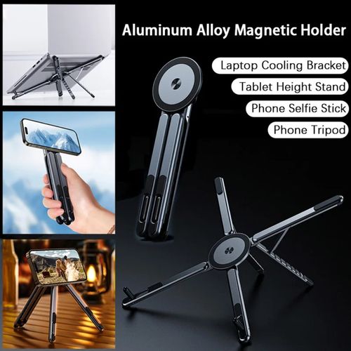 Adjustable Aluminum Phone Holder Stand with 360 Rotation | Portable Travel Tripod for Mobile & Tablet