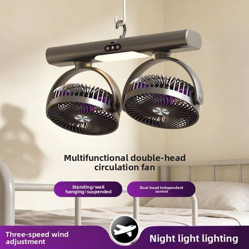 3-in-1 Dual-Head USB Fan with Remote - Portable Desktop Cooling Fan