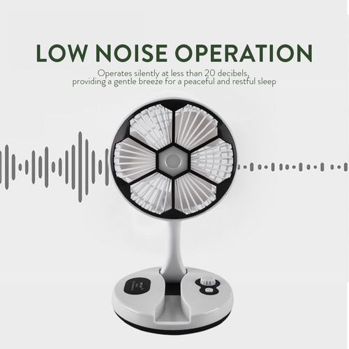 Foldable USB Rechargeable Desk Fan with LED Lamp | Portable Low Noise Cooling Fan