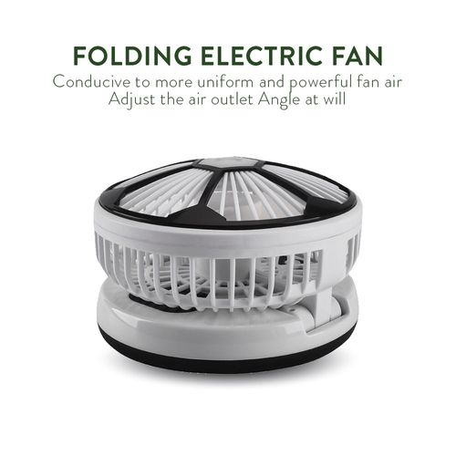 Foldable USB Rechargeable Desk Fan with LED Lamp | Portable Low Noise Cooling Fan