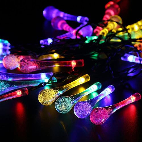 Waterproof Solar Raindrop Globe Lights | Outdoor LED String Lamp for Holiday & Christmas Yard Decoration