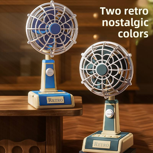 Retro Portable Desktop Fan with Built-in Battery | Rechargeable Mini Cooling Fan