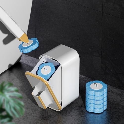 Wall-Mounted Toilet Brush Scrubber with Disposable Heads | 360° No Dead Corners Cleaning & Hygienic PP Replacement Brushes