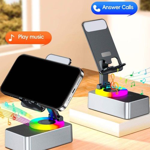 Premium Surround Sound Bluetooth Speaker with Phone Holder | Anti-Slip Desk Stand for Music & Hands-Free Calls