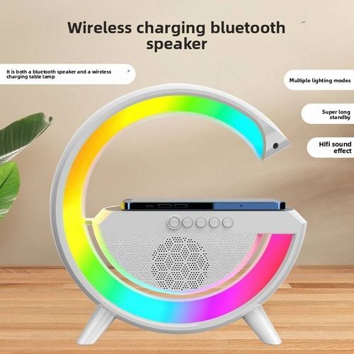 5-in-1 G-Shape Bluetooth Speaker, 15W Wireless Charger & RGB Night Light Alarm Clock