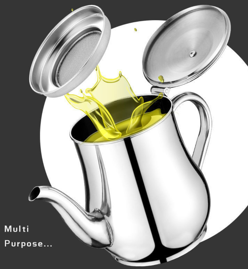 Leak-Proof Stainless Steel Oil Filter Pot with Strainer – Large Capacity Cooking Oil Storage Jug for Kitchen