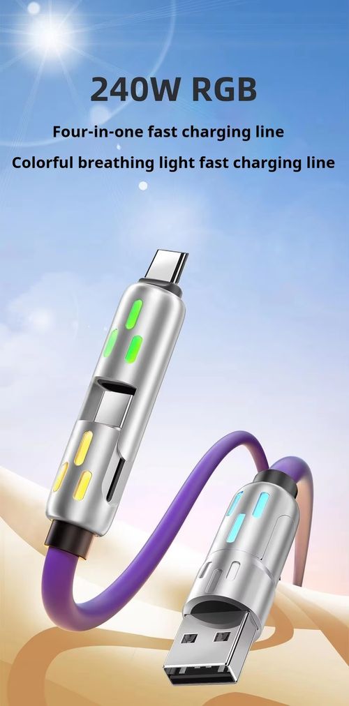 4-in-1 Fast Charging Cable (240W) | Super Fast LED Display USB Cord for Android & iPhone