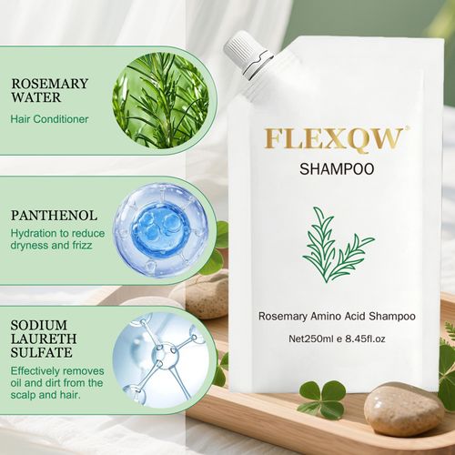 Rosemary Strengthening & Anti-Hair Loss Shampoo 250ml - Gentle Amino Acid Care for Silky, Frizz-Free Shine
