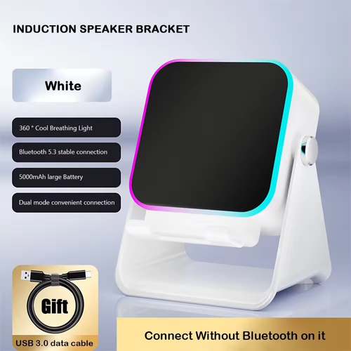 Wireless Desktop Speaker with 360° Phone Holder - Portable Bluetooth Speaker Stand for Desk & Travel
