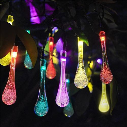 Waterproof Solar Raindrop Globe Lights | Outdoor LED String Lamp for Holiday & Christmas Yard Decoration