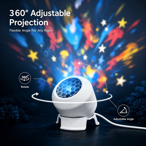 TSINYE Rotating Ocean LED Projector | Adjustable Brightness Touch Lamp | Fun & Romantic Vibe for Your Room