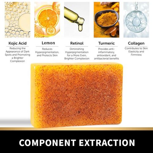 Handmade Turmeric & Kojic Acid Brightening Soap | Deep Cleansing & Antibacterial Honey Glow Bar for Clear Skinv