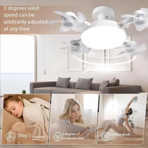 New Drone-style Fan Light, Screw-in Integrated Fan & Light, Quiet Remote Control Energy-saving Ceiling Fan Light