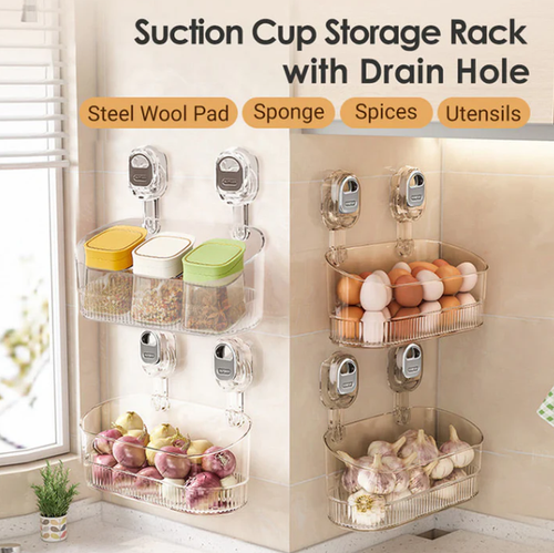 Suction Cup Storage Rack with Drain Hole