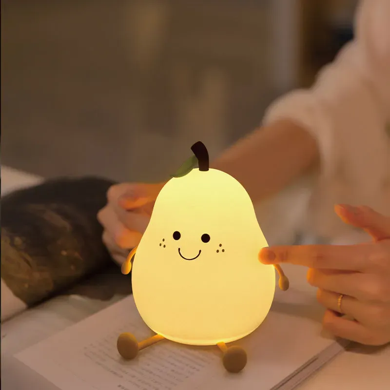 Hot Product Pear LED Night Lights Table Lamp Environmental Protection Silicone Light with 7 Colors Changeable