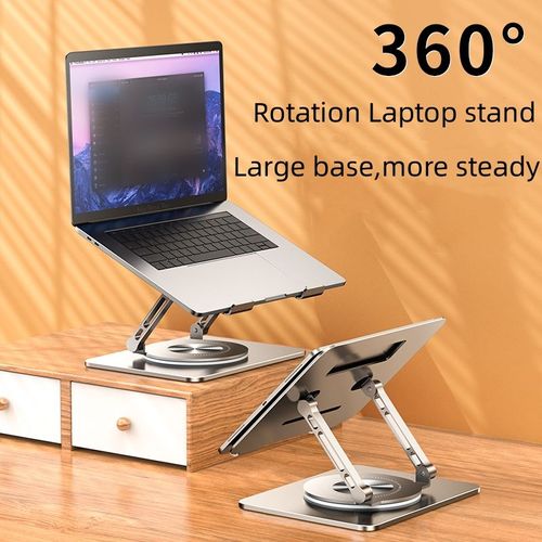 Aluminum Alloy 360 Degree Rotation Portable Foldable Adjustable Laptop Stand for 17.3 Inches Notebook or Tablet