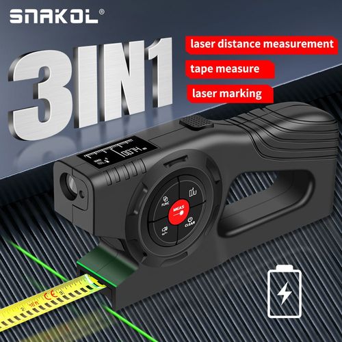 SNAKOL 3-in-1 Smart Electronic Measuring Tape Digital Laser Rangefinder Tape Measure Rechargeable Laser Rangefinders