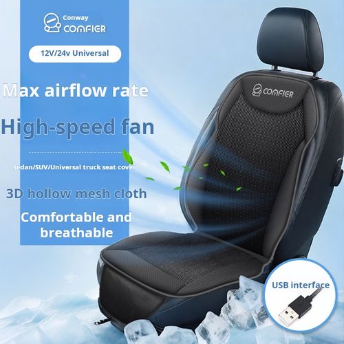 Car ventilated seat cushion with fan for air conditioning