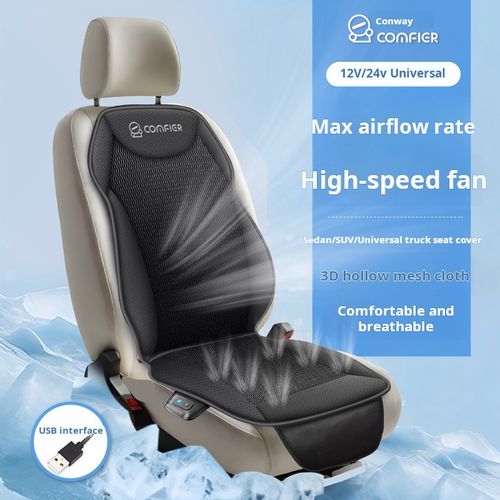 Car ventilated seat cushion with fan for air conditioning