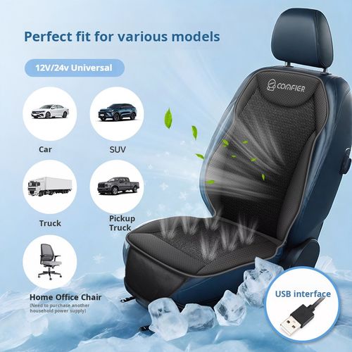 Car ventilated seat cushion with fan for air conditioning