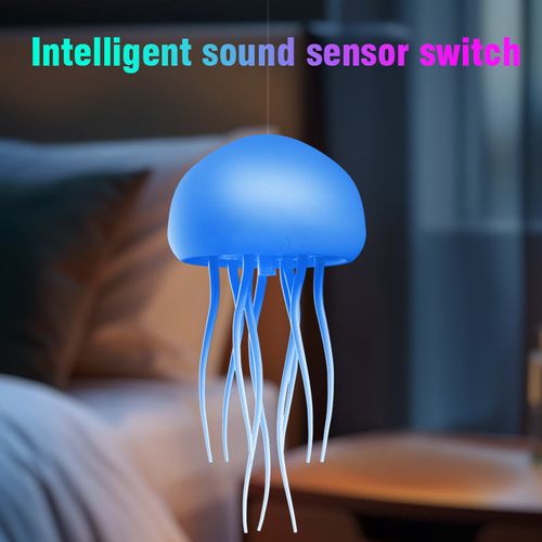 Modern RGB Gradient Jellyfish LED Table Lamp Rechargeable ABS Night Light Voice Control for Bedroom Application Type-C Bedside