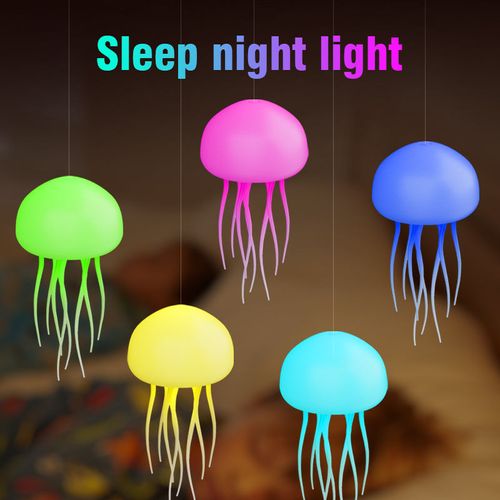 Modern RGB Gradient Jellyfish LED Table Lamp Rechargeable ABS Night Light Voice Control for Bedroom Application Type-C Bedside