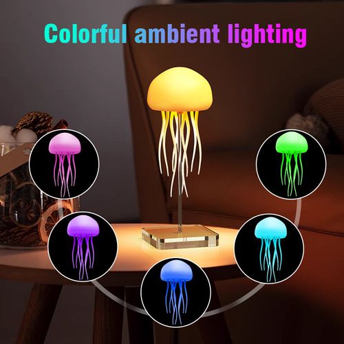 Modern RGB Gradient Jellyfish LED Table Lamp Rechargeable ABS Night Light Voice Control for Bedroom Application Type-C Bedside