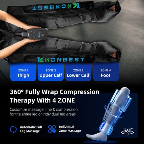 4 Chamber Electric Recovery Massage Machine Air Compression Boots Therapy Leg Massager