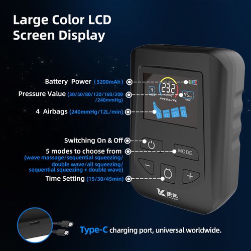 4 Chamber Electric Recovery Massage Machine Air Compression Boots Therapy Leg Massager