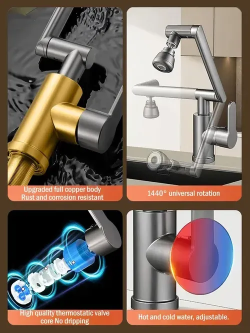 🌟 Hot sale Lucky Cat Faucet universal rotating Mechanical Arm Cold and Hot Faucet single handle wash basin faucet