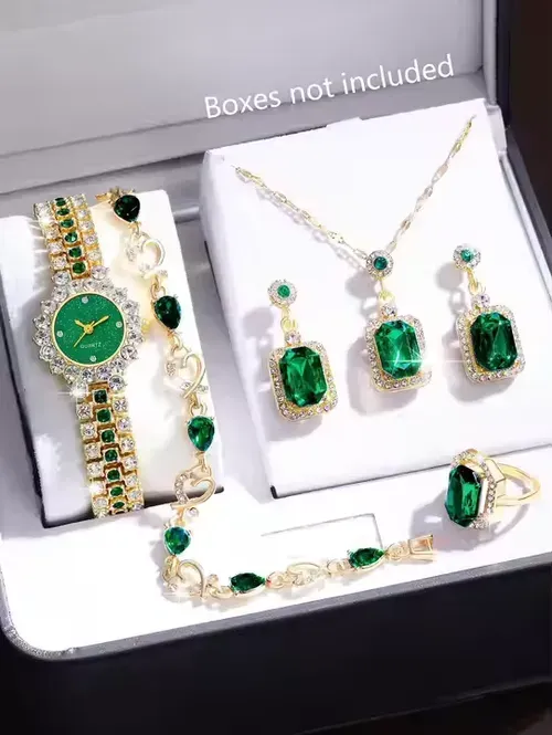 💎Amazing set with watch, necklace, ring, bracelet and earrings.
